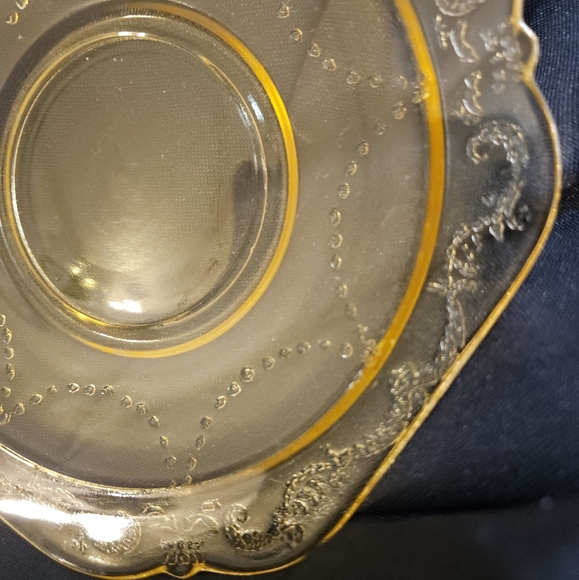 5 pc mixed bundle vintage Fostoria topaz yellow scalloped edge serving dishes - Picture 7 of 11